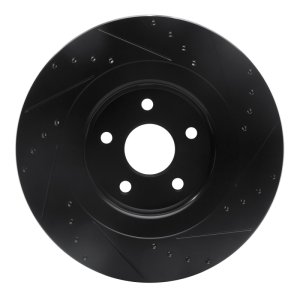 Jeep Grand Cherokee Brake Rotor (1) - Front Left - R1 Concepts - Drilled & Slotted - Black - `06-`10